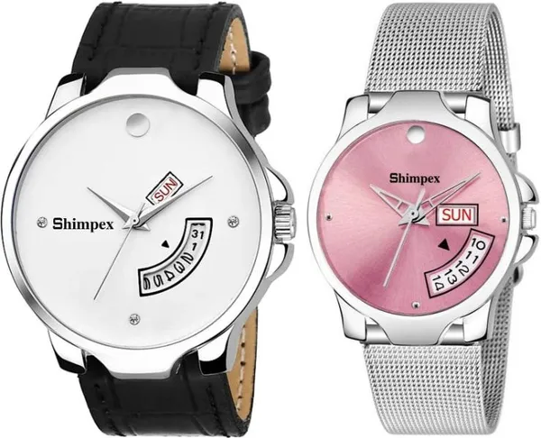 Premium_Watches_Pink_Metal_Couple_Waterproof_With_A_One_Year_Warranty_Day_And_Date_Analog