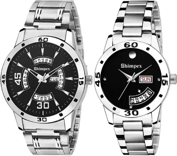 Premium_Watches_Black_Metal_Couple_Waterproof_With_A_One_Year_Warranty_Day_And_Date_Analog