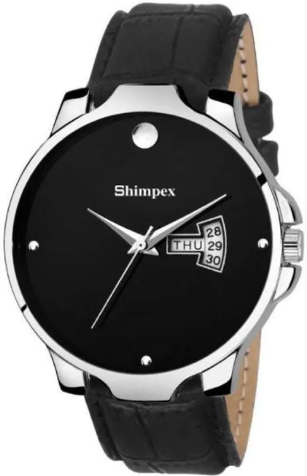 Premium_Watches_Black_Genuine_Leather_Men_&_Women_Waterproof_With_A_One_Year_Warranty_Day_And_Date_Analog