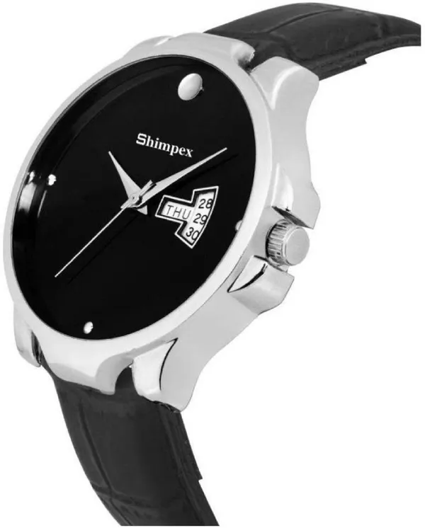 Premium_Watches_Black_Genuine_Leather_Men_&_Women_Waterproof_With_A_One_Year_Warranty_Day_And_Date_Analog