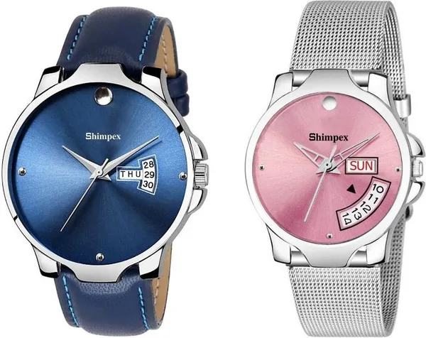 Premium_Watches_Silver_Genuine_Leather_Metal_Couple_Waterproof_With_A_One_Year_Warranty_Day_And_Date_Analog