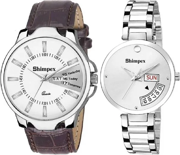 Premium_Watches_Silver_Metal_Genuine_Leather_Couple_Waterproof_With_A_One_Year_Warranty_Day_And_Date_Analog