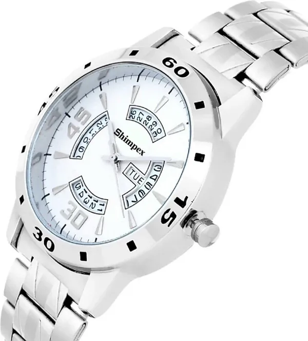 Premium_Watches_White_Metal_Boys_&_Girls_Waterproof_With_A_One_Year_Warranty_Day_And_Date_Analog