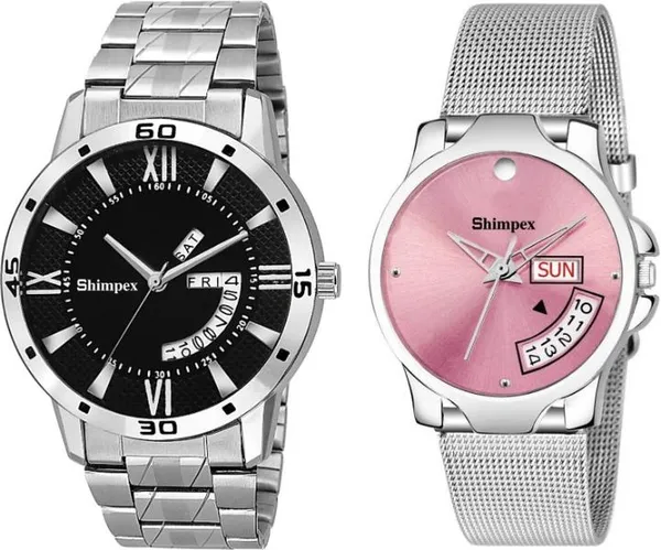 Premium_Watches_White_Genuine_Leather_Metal_Couple_Waterproof_With_A_One_Year_Warranty_Day_And_Date_Analog