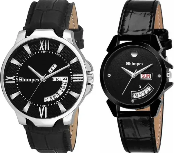 Premium_Watches_Black_Genuine_Leather_Couple_Waterproof_With_A_One_Year_Warranty_Day_And_Date_Analog