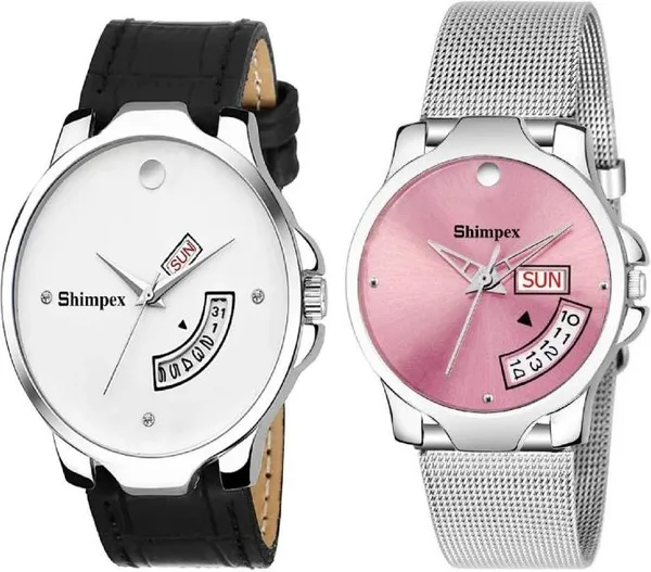 Premium_Watches_Pink_Metal_Couple_Waterproof_With_A_One_Year_Warranty_Day_And_Date_Analog