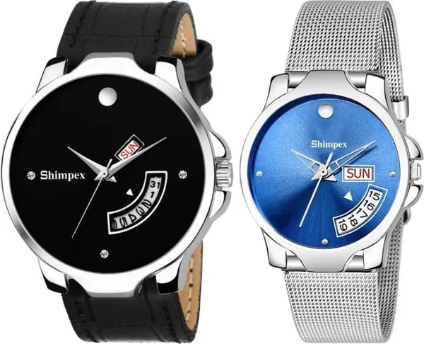 Premium_Watches_Blue_Metal_Couple_Waterproof_With_A_One_Year_Warranty_Day_And_Date_Analog