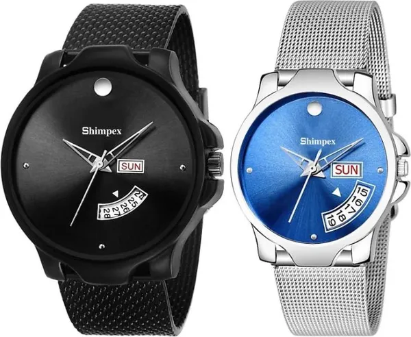 Premium_Watches_Blue_Metal_Couple_Waterproof_With_A_One_Year_Warranty_Day_And_Date_Analog