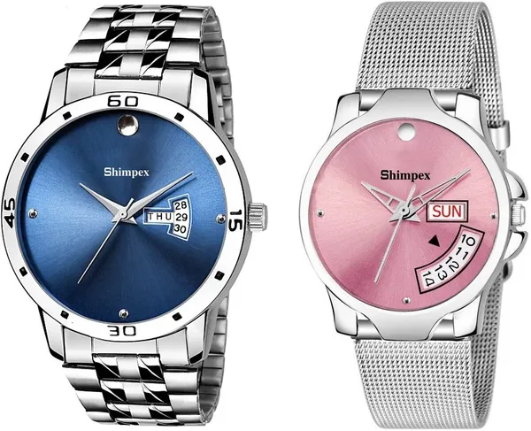 Premium_Watches_Multicolor_Genuine_Leather_Metal_Couple_Waterproof_With_A_One_Year_Warranty_Day_And_Date_Analog