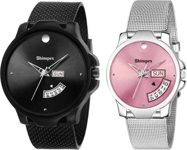 Premium_Watches_Pink_Metal_Couple_Waterproof_With_A_One_Year_Warranty_Day_And_Date_Analog
