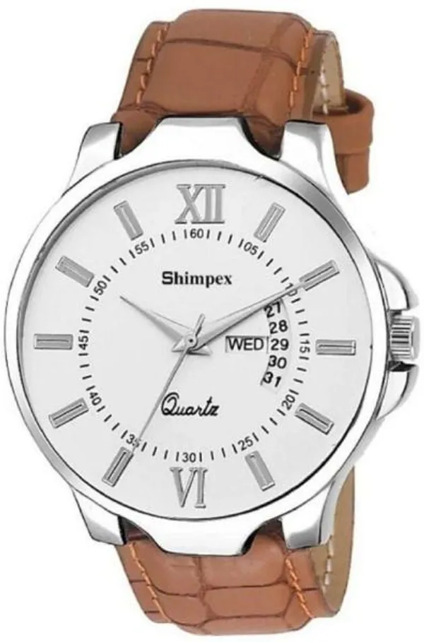 Premium_Watches_White_Genuine_Leather_Men_Waterproof_With_A_One_Year_Warranty_Day_And_Date_Analog
