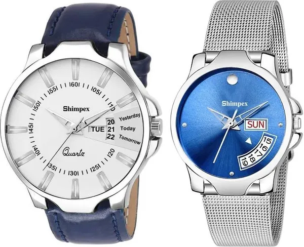 Premium_Watches_White_Black_Stainless_Steel_Genuine_Leather_Boys_&_Girls_Waterproof_With_A_One_Year_Warranty_Day_And_Date_Analog