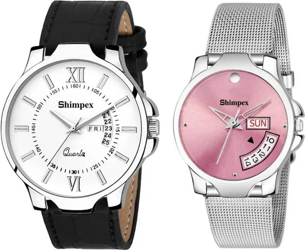 Premium_Watches_White_Genuine_Leather_Metal_Couple_Waterproof_With_A_One_Year_Warranty_Day_And_Date_Analog