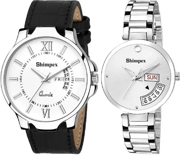 Premium_Watches_White_Metal_Genuine_Leather_Couple_Waterproof_With_A_One_Year_Warranty_Day_And_Date_Analog