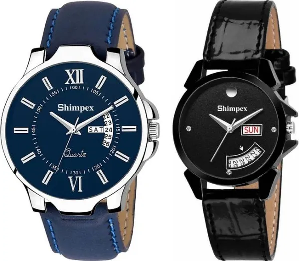 Premium_Watches_Black_Genuine_Leather_Couple_Waterproof_With_A_One_Year_Warranty_Day_And_Date_Analog