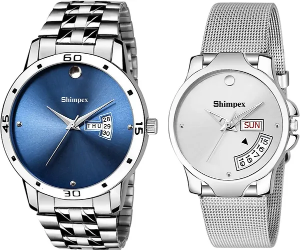 Premium_Watches_White_Metal_Couple_Waterproof_With_A_One_Year_Warranty_Day_And_Date_Analog