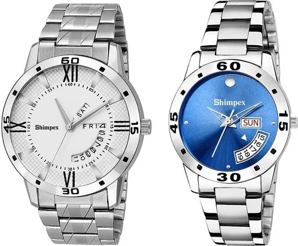 Premium_Watches_White_Blue_Stainless_Steel_Men_Waterproof_With_A_One_Year_Warranty_Day_And_Date_Analog