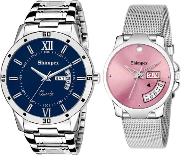 Premium_Watches_Pink_Metal_Couple_Waterproof_With_A_One_Year_Warranty_Day_And_Date_Analog
