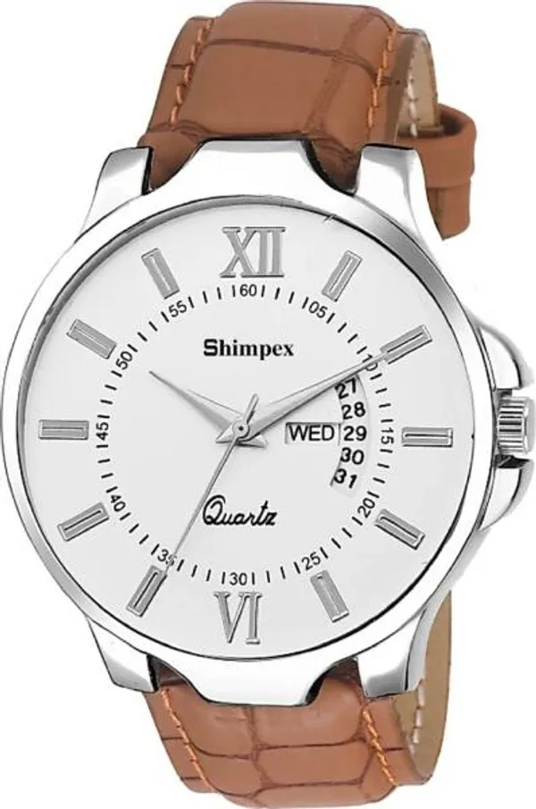 Premium_Watches_White_Genuine_Leather_Boys_Waterproof_With_A_One_Year_Warranty_Day_And_Date_Analog
