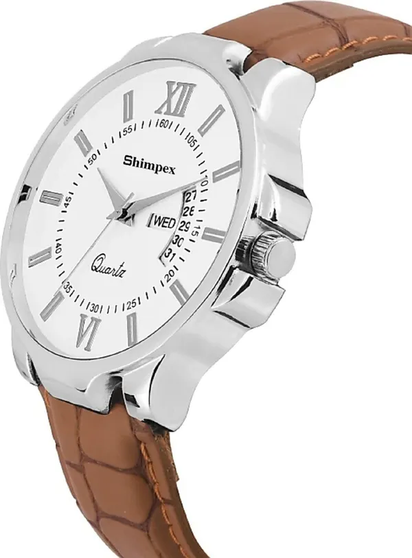 Premium_Watches_White_Genuine_Leather_Boys_Waterproof_With_A_One_Year_Warranty_Day_And_Date_Analog