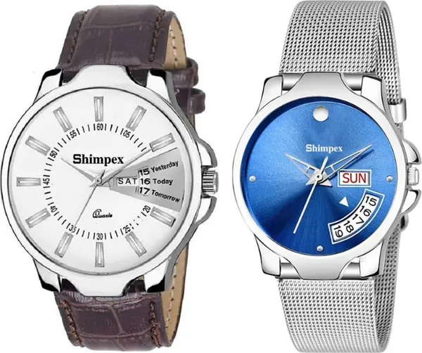 Premium_Watches_White_Metal_Genuine_Leather_Boys_&_Girls_Waterproof_With_A_One_Year_Warranty_Day_And_Date_Analog