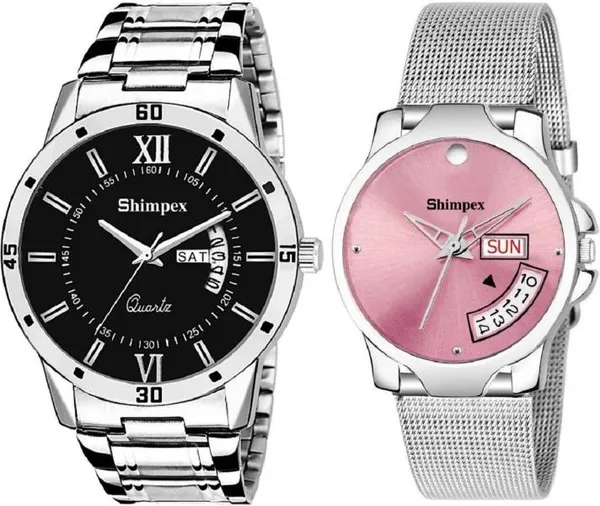 Premium_Watches_Black_Pink_Metal_Men_&_Women_Waterproof_With_A_One_Year_Warranty_Day_And_Date_Analog