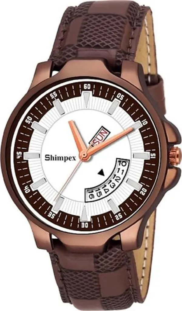 Premium_Watches_White_Genuine_Leather_Boys_Waterproof_With_A_One_Year_Warranty_Day_And_Date_Analog