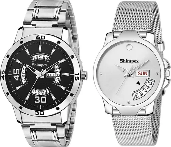 Premium_Watches_White_Metal_Couple_Waterproof_With_A_One_Year_Warranty_Day_And_Date_Analog