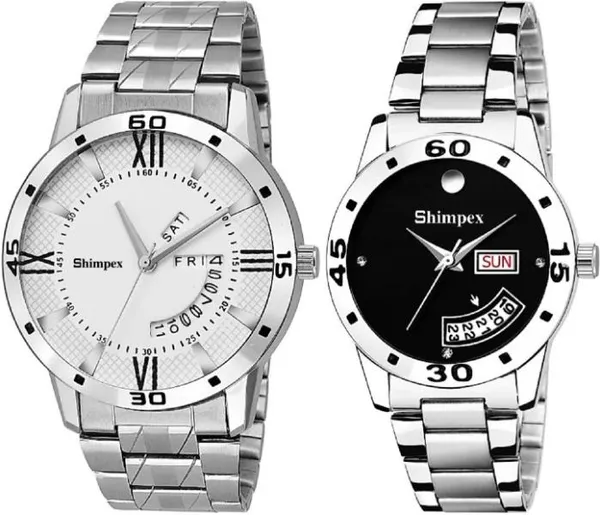 Premium_Watches_Black_White_Metal_Men_&_Women_Waterproof_With_A_One_Year_Warranty_Day_And_Date_Analog