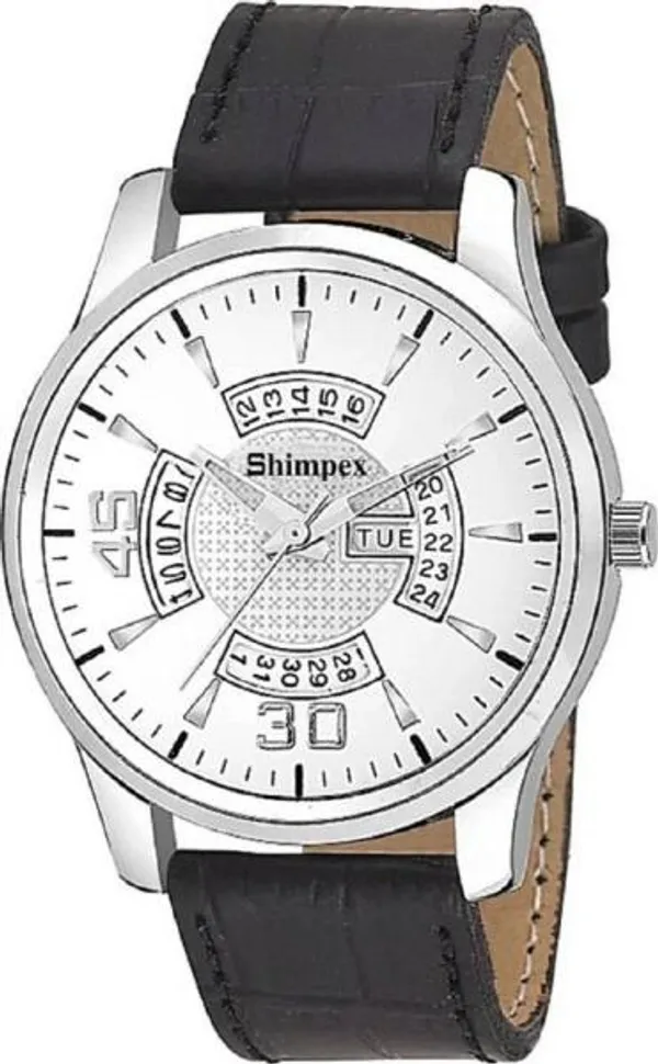 Premium_Watches_White_Genuine_Leather_Boys_Waterproof_With_A_One_Year_Warranty_Day_And_Date_Analog