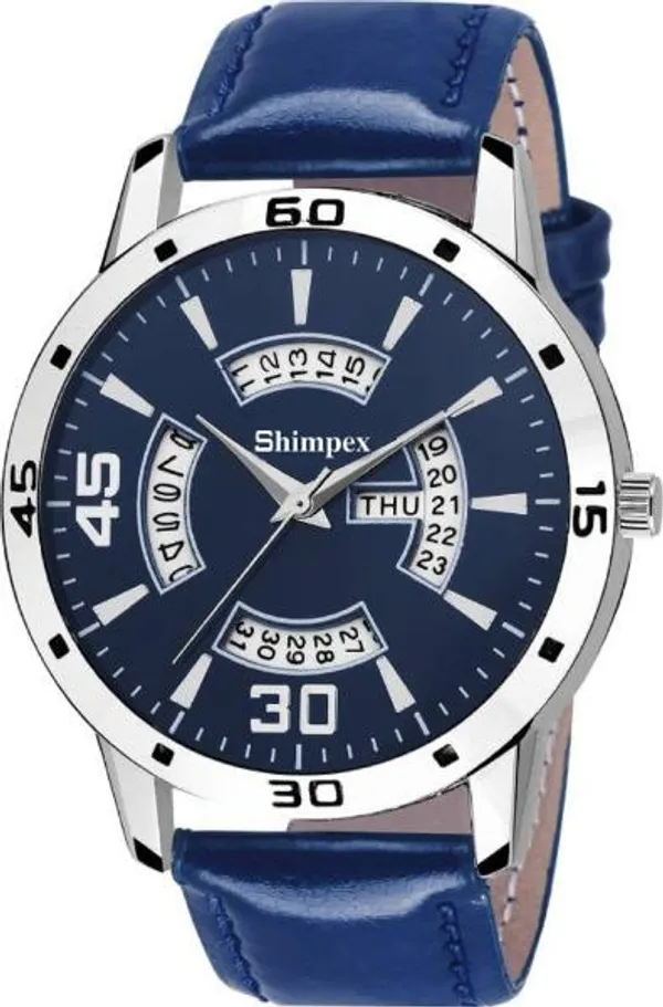 Premium_Watches_Blue_Genuine_Leather_Boys_Waterproof_With_A_One_Year_Warranty_Day_And_Date_Analog