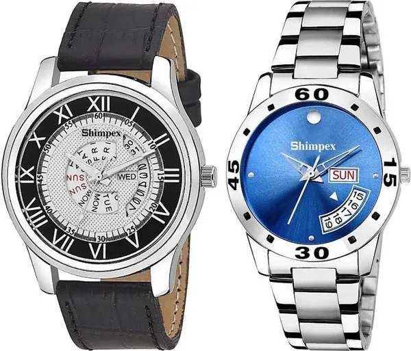 Premium_Watches_White_Blue_Stainless_Steel_Genuine_Leather_Men_&_Women_Waterproof_With_A_One_Year_Warranty_Day_And_Date_Analog
