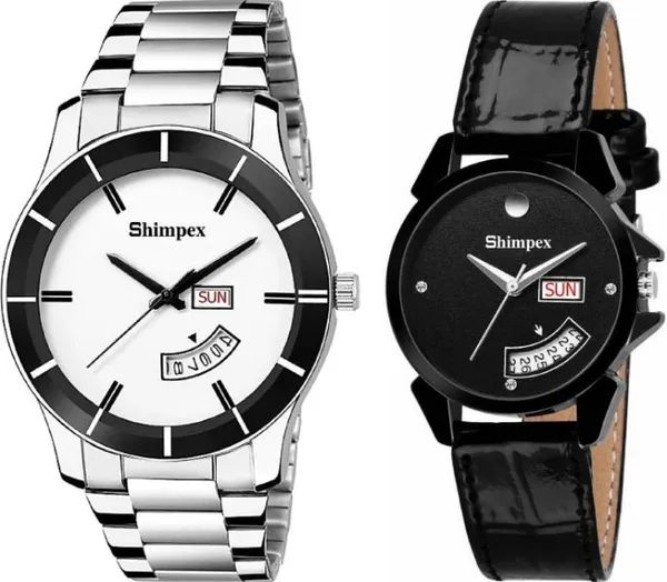Premium_Watches_Black_Genuine_Leather_Couple_Waterproof_With_A_One_Year_Warranty_Day_And_Date_Analog