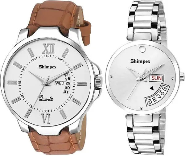 Premium_Watches_White_Metal_Genuine_Leather_Couple_Waterproof_With_A_One_Year_Warranty_Day_And_Date_Analog