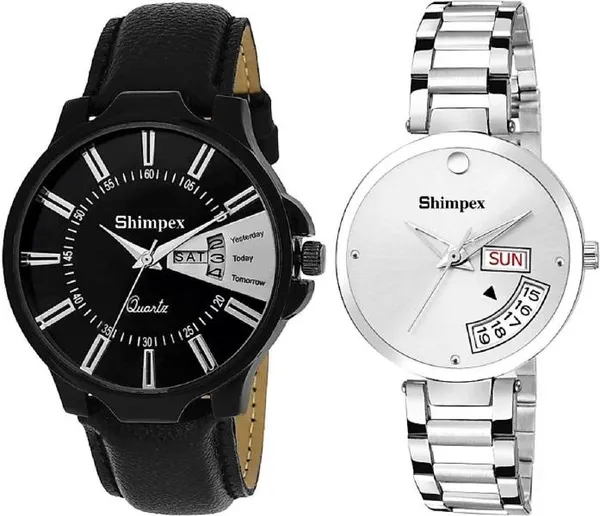 Premium_Watches_White_Black_Metal_Genuine_Leather_Men_&_Women_Waterproof_With_A_One_Year_Warranty_Day_And_Date_Analog