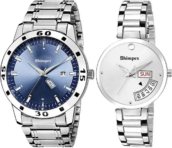 Premium_Watches_Blue_White_Metal_Couple_Waterproof_With_A_One_Year_Warranty_Day_And_Date_Analog