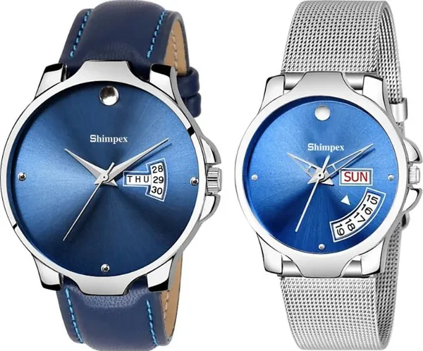 Premium_Watches_Blue_Genuine_Leather_Men_&_Women_Waterproof_With_A_One_Year_Warranty_Day_And_Date_Analog