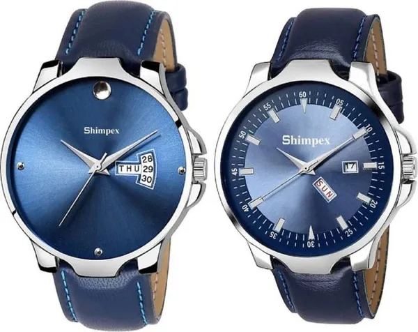 Premium_Watches_Blue_Genuine_Leather_Men_Waterproof_With_A_One_Year_Warranty_Day_And_Date_Analog