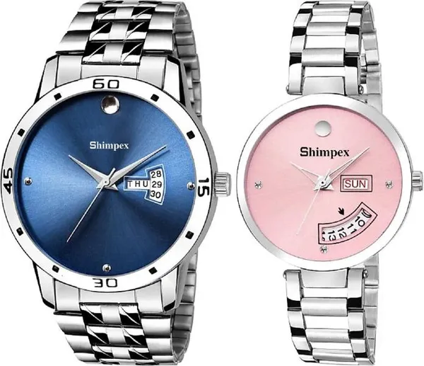 Premium_Watches_Pink_Blue_Metal_Couple_Waterproof_With_A_One_Year_Warranty_Day_And_Date_Analog