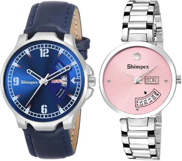 Premium_Watches_Pink_Blue_Metal_Genuine_Leather_Men_&_Women_Waterproof_With_A_One_Year_Warranty_Day_And_Date_Analog