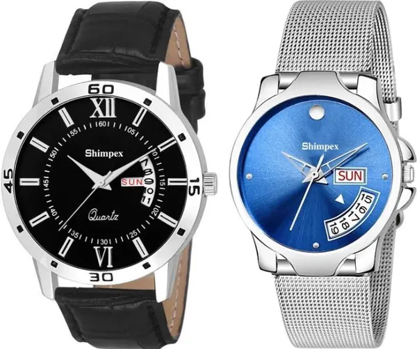 Premium_Watches_Blue_Metal_Couple_Waterproof_With_A_One_Year_Warranty_Day_And_Date_Analog