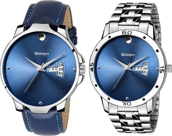 Premium_Watches_Blue_Genuine_Leather_Metal_Men_Waterproof_With_A_One_Year_Warranty_Day_And_Date_Analog