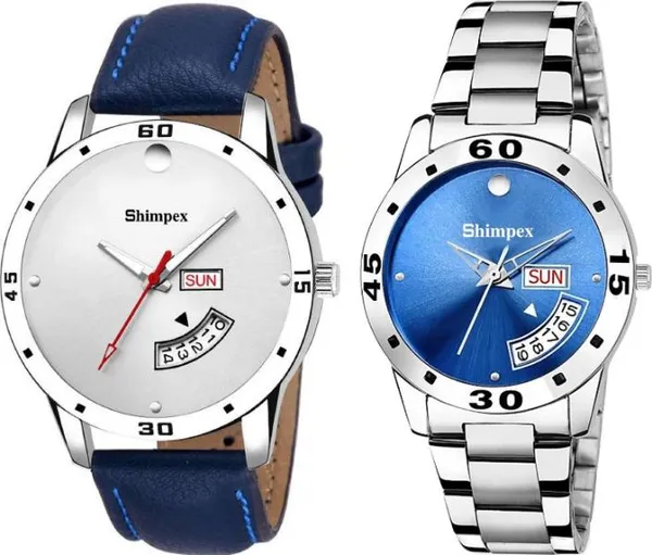 Premium_Watches_White_Genuine_Leather_Metal_Couple_Waterproof_With_A_One_Year_Warranty_Day_And_Date_Analog