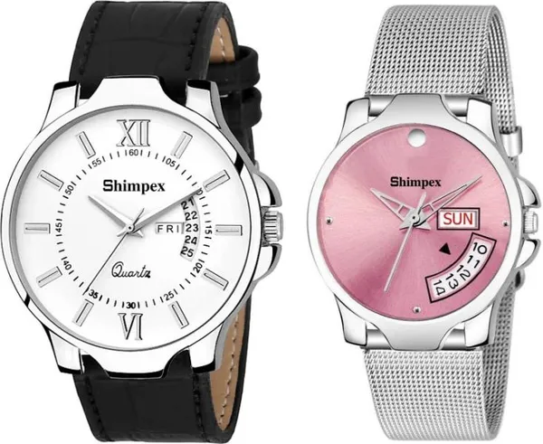 Premium_Watches_Pink_Metal_Couple_Waterproof_With_A_One_Year_Warranty_Day_And_Date_Analog