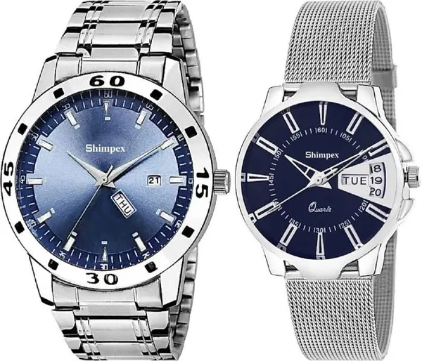 Premium_Watches_Blue_Metal_Couple_Waterproof_With_A_One_Year_Warranty_Day_And_Date_Analog