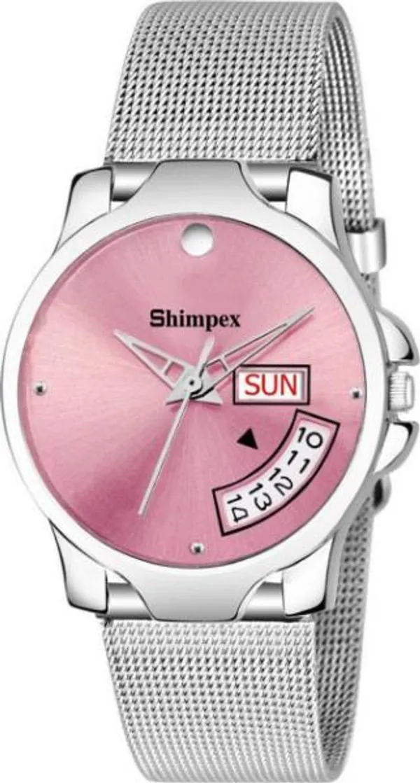 Premium_Watches_Pink_Stainless_Steel_Women_Waterproof_With_A_One_Year_Warranty_Day_And_Date_Analog