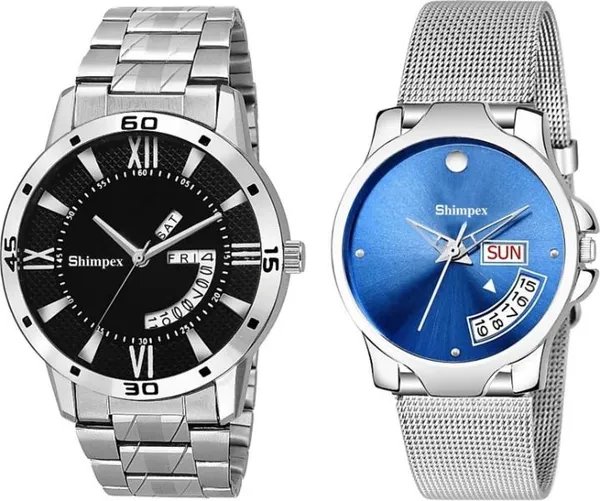 Premium_Watches_Blue_Metal_Couple_Waterproof_With_A_One_Year_Warranty_Day_And_Date_Analog