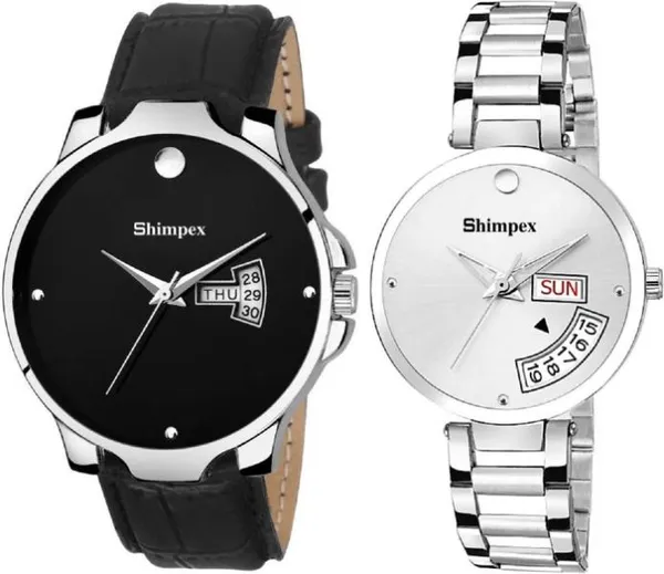 Shimpex_Good_Quality__Watches_Black_White_Metal_Genuine_Leather_Couple_Waterproof_With_A_One_Year_Warranty_Day_And_Date_Analog