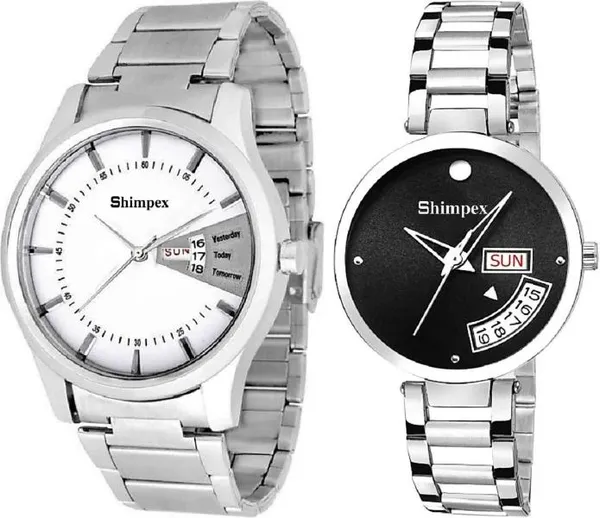 Premium_Watches_Black_White_Metal_Couple_Waterproof_With_A_One_Year_Warranty_Day_And_Date_Analog