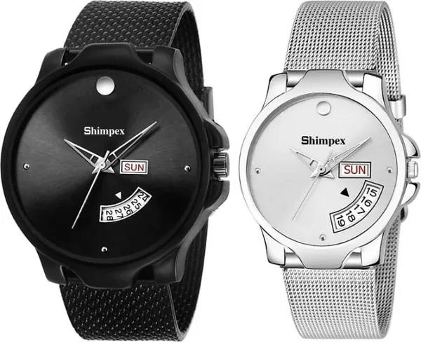 Premium_Watches_White_Genuine_Leather_Metal_Couple_Waterproof_With_A_One_Year_Warranty_Day_And_Date_Analog